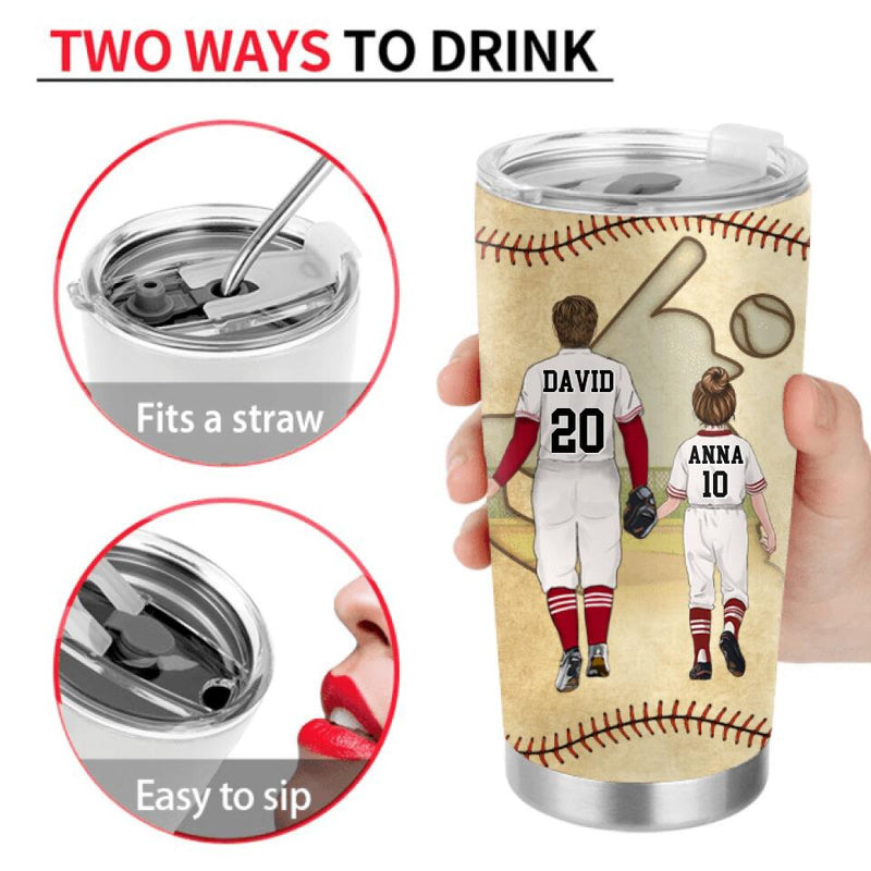 Personalized Baseball Dad Tumbler - Up to 4 Children - Gift Idea for Father's Day/Baseball Lover - Best Baseball Dad Ever
