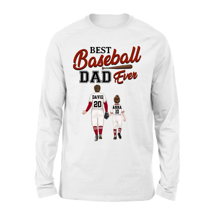 Custom Personalized Baseball Dad Shirt - Upto 4 Children - Gift Idea for Father's Day/Baseball Lover - Best Baseball Dad Ever