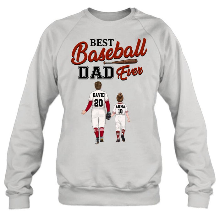 Custom Personalized Baseball Dad Shirt - Upto 4 Children - Gift Idea for Father's Day/Baseball Lover - Best Baseball Dad Ever