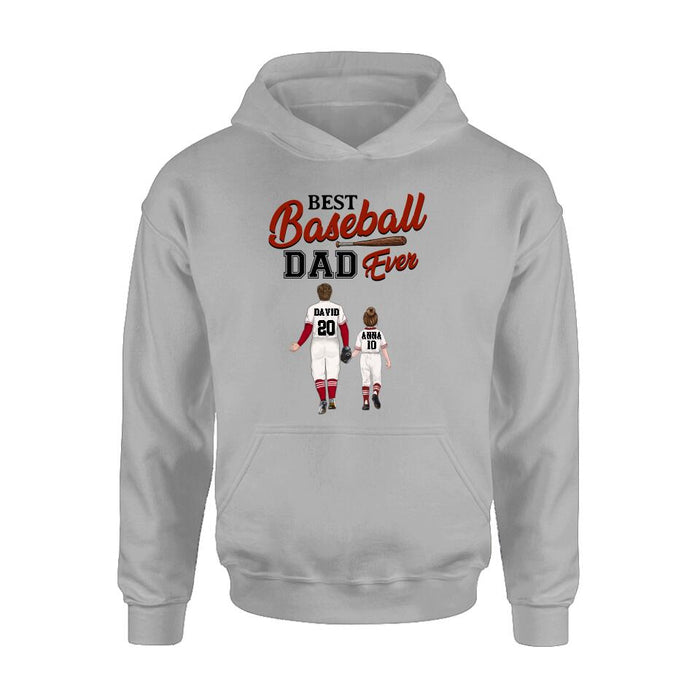 Custom Personalized Baseball Dad Shirt - Upto 4 Children - Gift Idea for Father's Day/Baseball Lover - Best Baseball Dad Ever