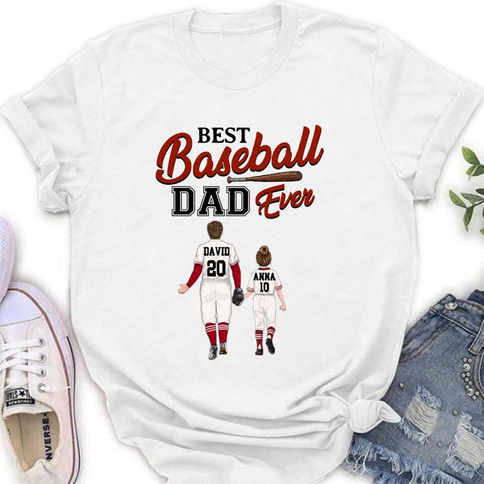 Custom Personalized Baseball Dad Shirt - Upto 4 Children - Gift Idea for Father's Day/Baseball Lover - Best Baseball Dad Ever