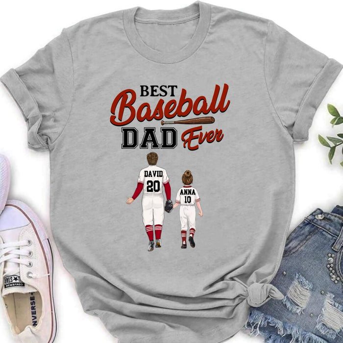 Custom Personalized Baseball Dad Shirt - Upto 4 Children - Gift Idea for Father's Day/Baseball Lover - Best Baseball Dad Ever