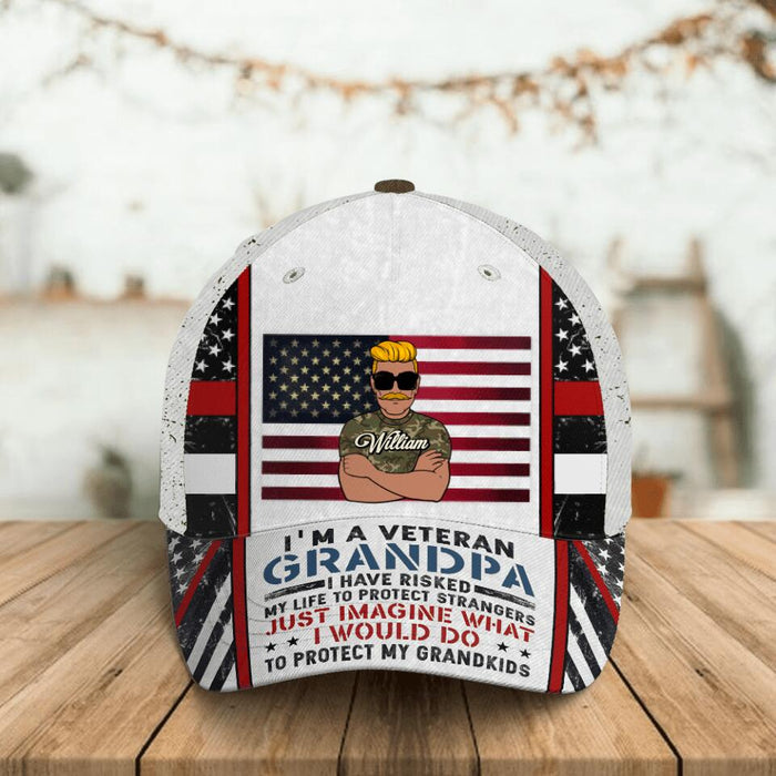 Custom Personalized Veteran Dad Baseball Cap - Gift Idea for Father's Day - I'm A Veteran Grandpa
