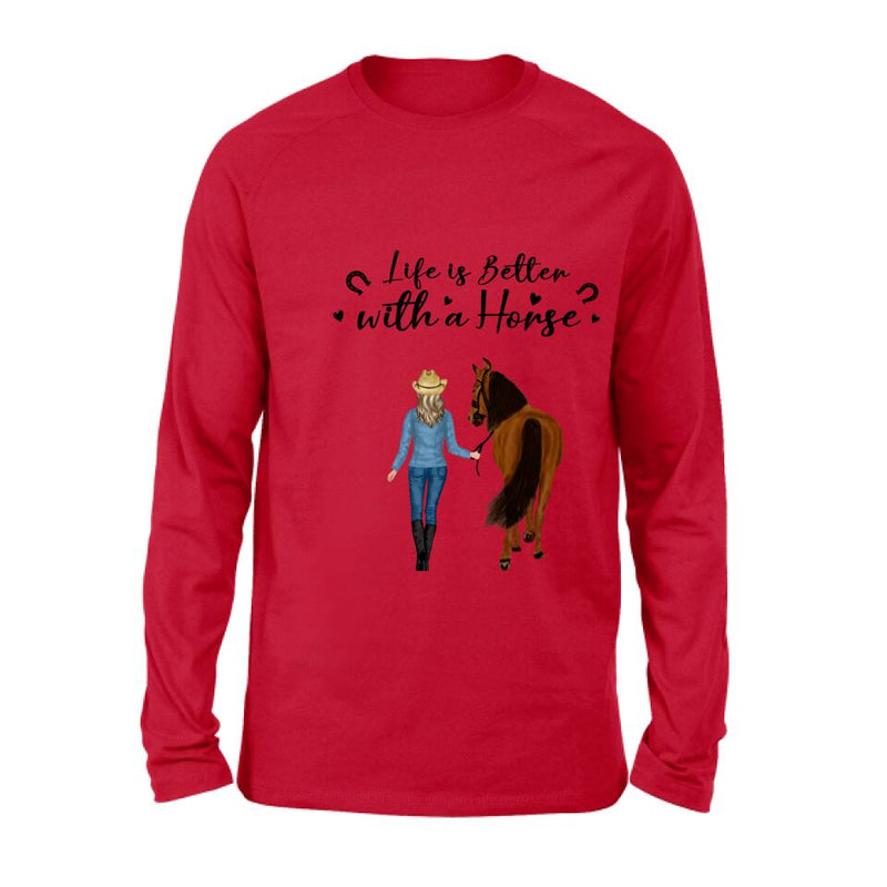 Personalized Horse Girl Shirt - Up to 4 Horses - Best Gift For Horse Lover - Life Is Better With Horses