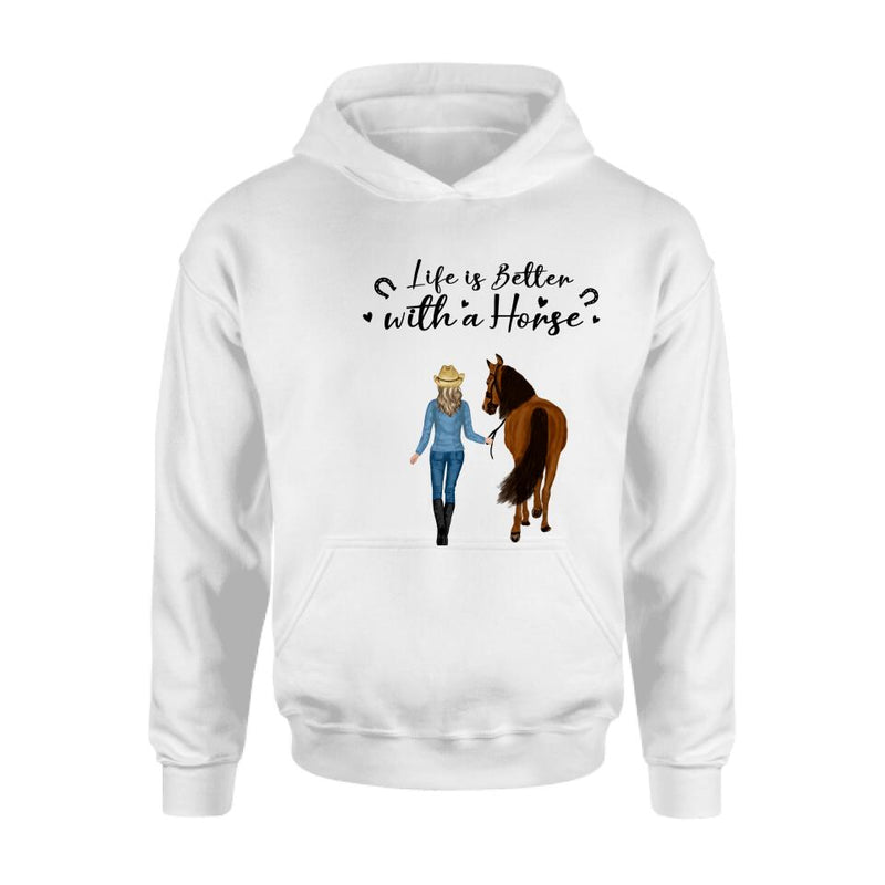 Personalized Horse Girl Shirt - Up to 4 Horses - Best Gift For Horse Lover - Life Is Better With Horses