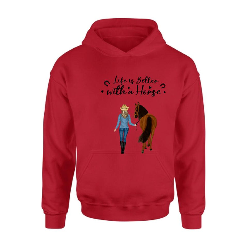 Personalized Horse Girl Shirt - Up to 4 Horses - Best Gift For Horse Lover - Life Is Better With Horses