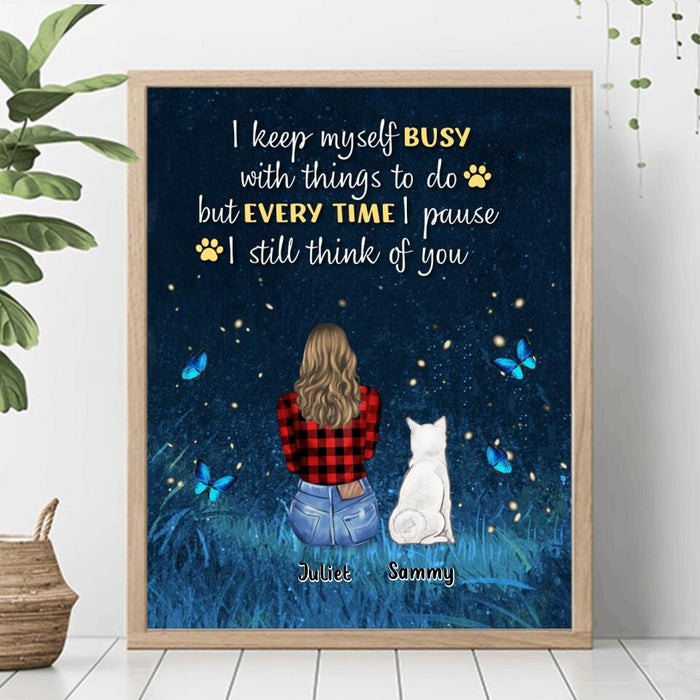 Custom Personalized Dog Mom/ Dog Dad Poster - Gift Idea For Dog Lover with up to 4 Dogs - I Still Think Of You