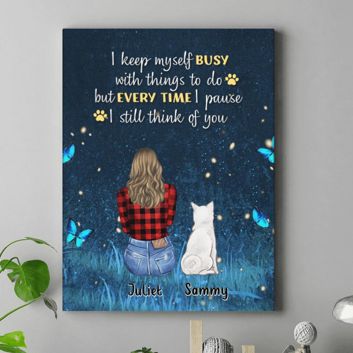 Custom Personalized Dog Mom/Dog Dad Canvas - Gift Idea For Dog Lover with up to 4 Dogs - I Still Think Of You