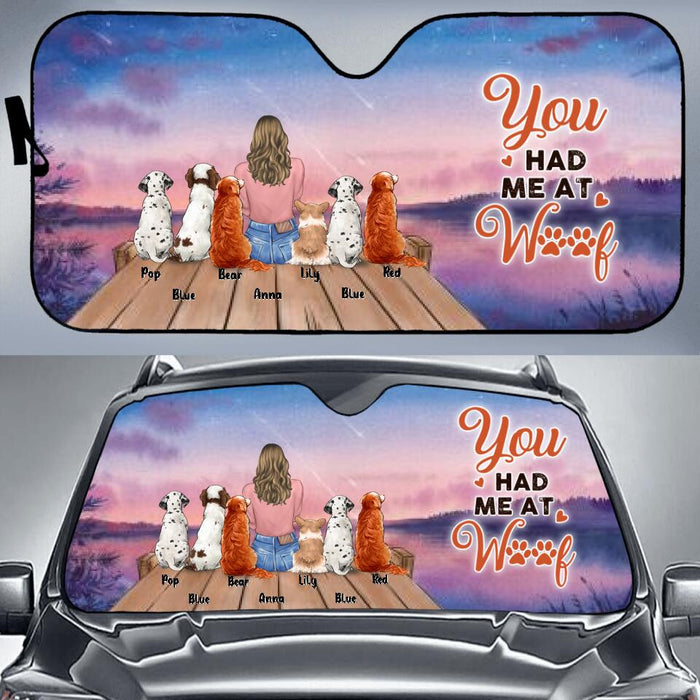 Custom Personalized Dog Mom Car Sunshade - Gift Idea For Dog Lover - You Had Me At Woof