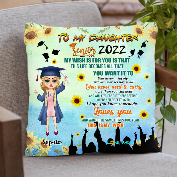 Custom Personalized Chibi Girl Graduation Pillow Cover - Gift Idea For Graduation/ Daughter - I Hope You Know Somebody Loves You