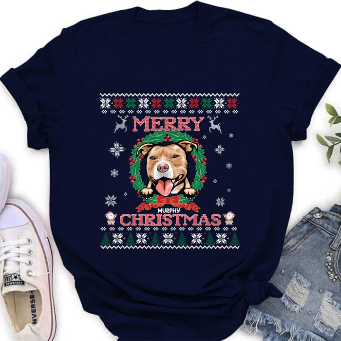 Custom Personalized Dog Sweatshirt - Upto 5 Dogs - Best Gift For Dog Lover - Merry Christmas