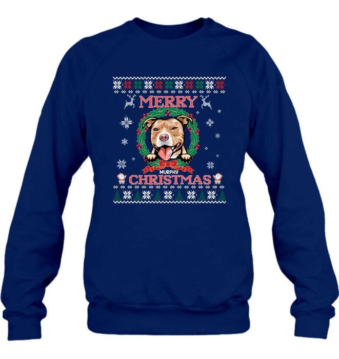 Custom Personalized Dog Sweatshirt - Upto 5 Dogs - Best Gift For Dog Lover - Merry Christmas