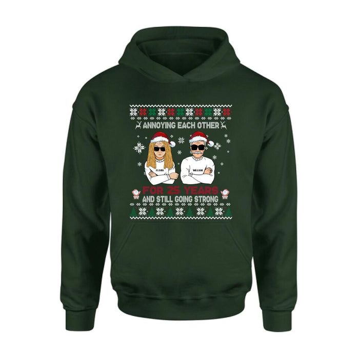 Custom Personalized Annoying Married Couple Xmas Sweatshirt - Best Gift For Couple - Annoying Each Other For 25 Years and Still Going Strong