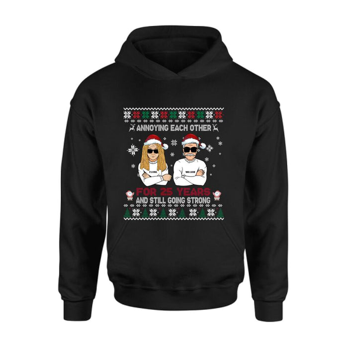 Custom Personalized Annoying Married Couple Xmas Sweatshirt - Best Gift For Couple - Annoying Each Other For 25 Years and Still Going Strong