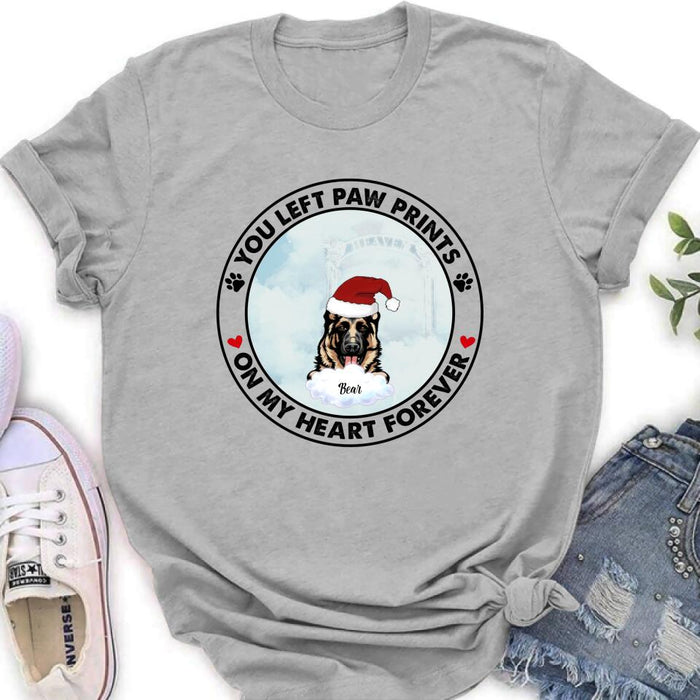 Custom Personalized Pets In Heaven Shirt/ Pullover Hoodie - Upto 3 Pets - Best Gift For Cat Lover/Dog Lover - You Left Paw Prints On My Heart Forever
