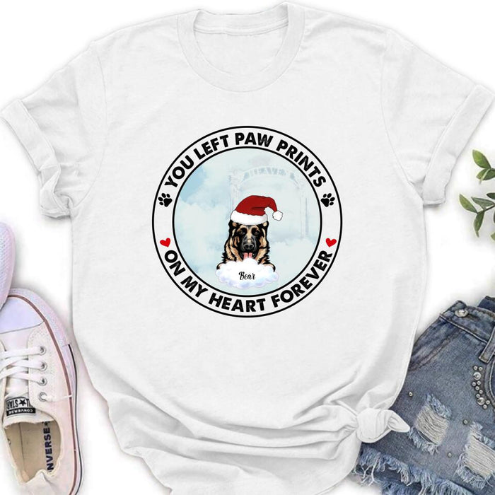 Custom Personalized Pets In Heaven Shirt/ Pullover Hoodie - Upto 3 Pets - Best Gift For Cat Lover/Dog Lover - You Left Paw Prints On My Heart Forever