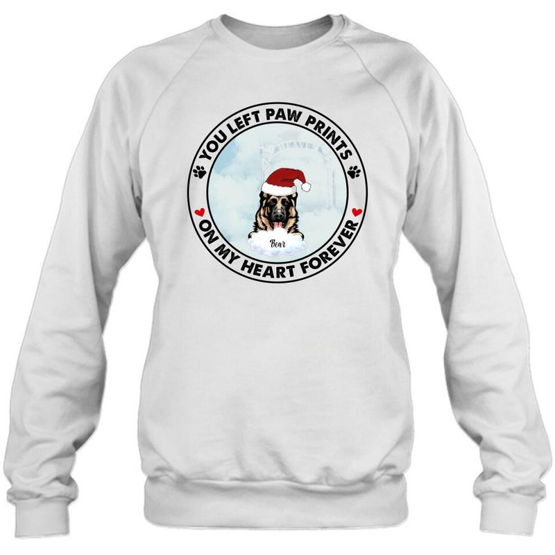Personalized Pets In Heaven Shirt/Pullover Hoodie - Up to 3 Pets - Best Gift For Cat Lover/Dog Lover - You Left Paw Prints On My Heart Forever