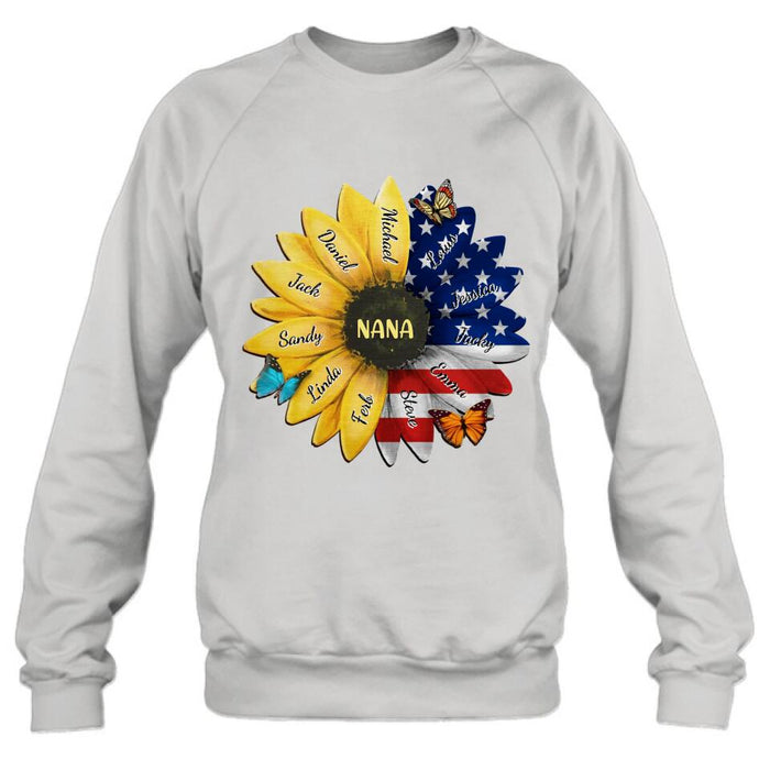 Custom Personalized Sunflower Shirt - Upto 12 People - Independence Day Gift For Family