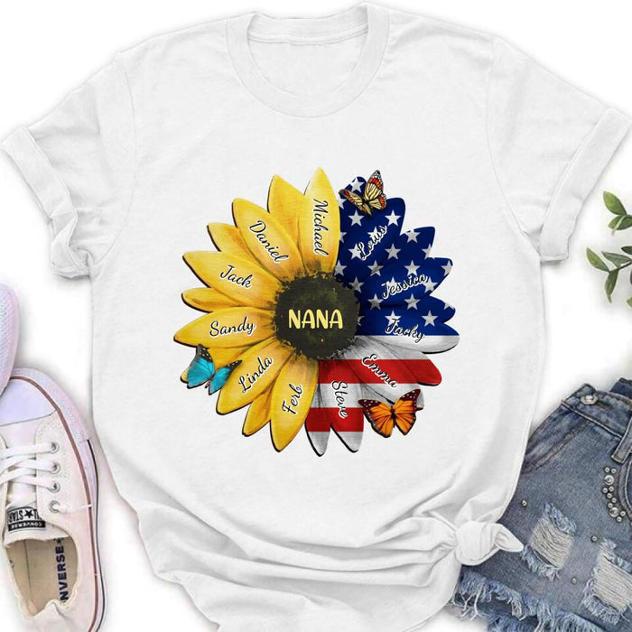 Custom Personalized Sunflower Shirt - Upto 12 People - Independence Day Gift For Family