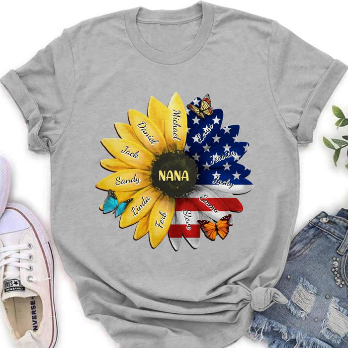 Custom Personalized Sunflower Shirt - Upto 12 People - Independence Day Gift For Family