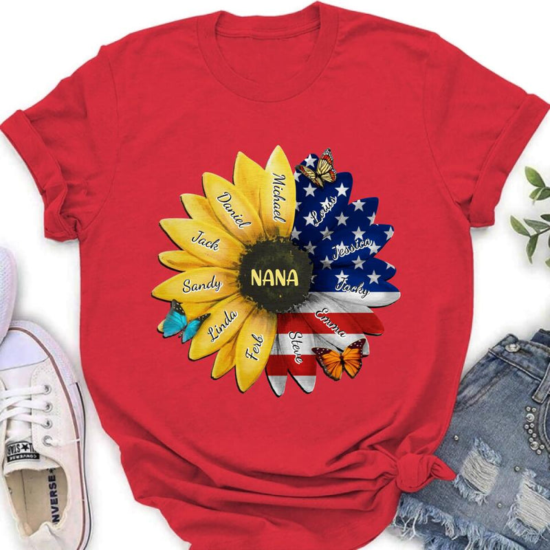 Personalized Sunflower Shirt - Up to 12 People - Independence Day Gift For Family