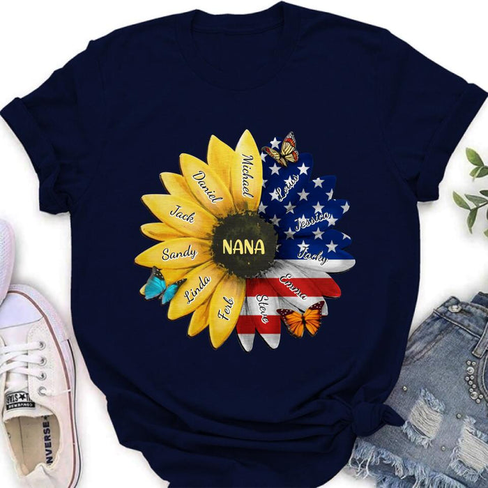 Custom Personalized Sunflower Shirt - Upto 12 People - Independence Day Gift For Family