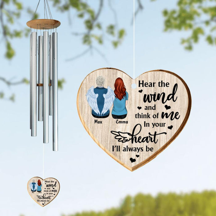 Custom Personalized Memorial Heart Wind Chime - Memorial Gift from Daughter to Mom/Dad - In your heart I'll always be
