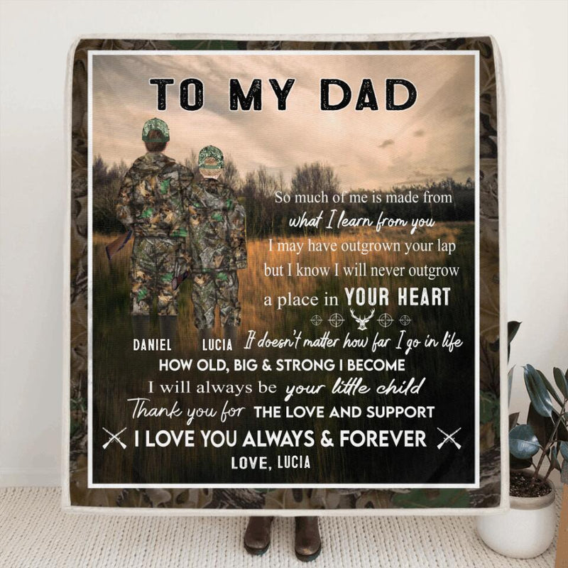 Personalized Hunting Father & Kid Blanket - Father's Day Gift From Son and Daughter To Father - To My Dad