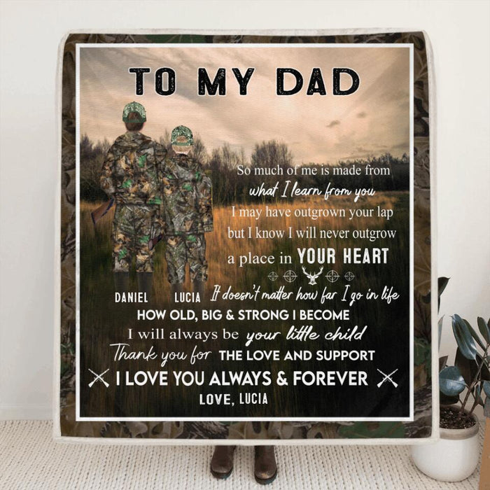 Custom Personalized Hunting Father and Kid Blanket - Gift For Father's Day From Son and Daughter to Father - Q46PNT