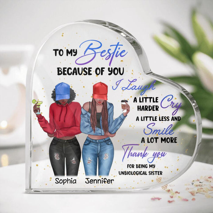 Custom Personalized Bestie Crystal Heart - Gift Idea For Best Friends - Thank You For Being My Unbiological Sister