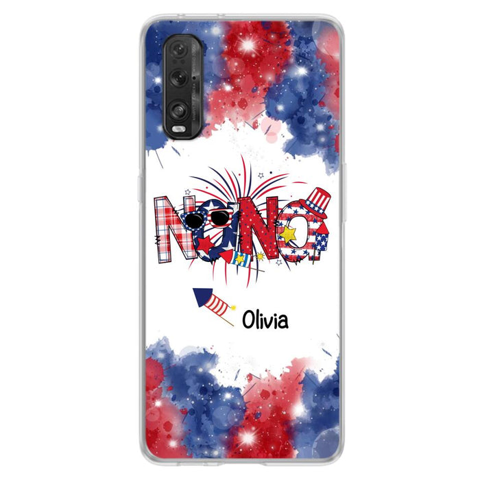 Custom Personalized Grandma Phone Case - 4th of July Mimi Phone Case With Child Names - Up To 10 Children - Gift Idea For Grandma - Cases For Oppo, Xiaomi And Huawei