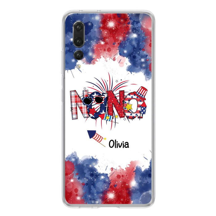 Custom Personalized Grandma Phone Case - 4th of July Mimi Phone Case With Child Names - Up To 10 Children - Gift Idea For Grandma - Cases For Oppo, Xiaomi And Huawei