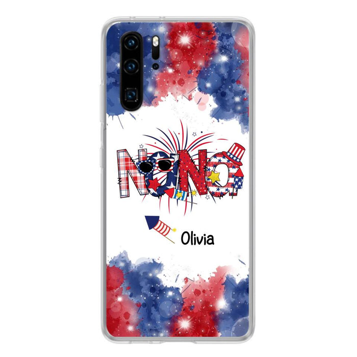 Custom Personalized Grandma Phone Case - 4th of July Mimi Phone Case With Child Names - Up To 10 Children - Gift Idea For Grandma - Cases For Oppo, Xiaomi And Huawei