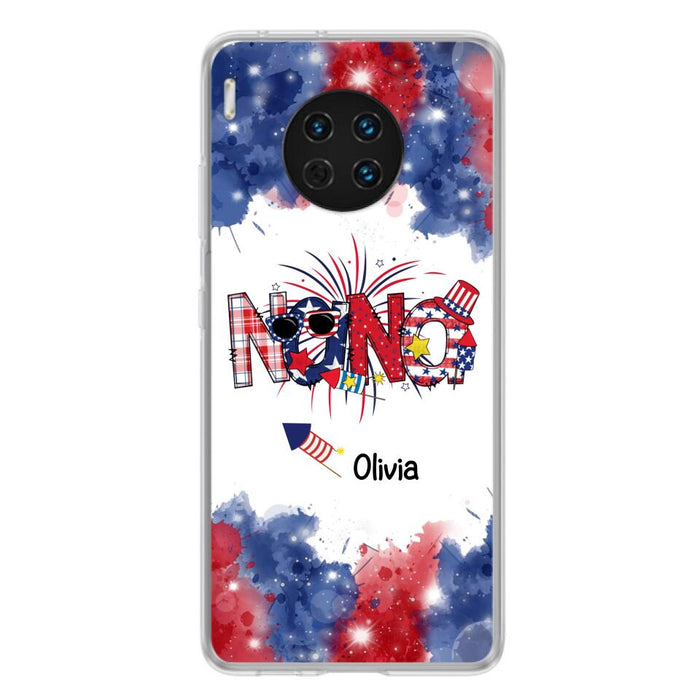 Custom Personalized Grandma Phone Case - 4th of July Mimi Phone Case With Child Names - Up To 10 Children - Gift Idea For Grandma - Cases For Oppo, Xiaomi And Huawei