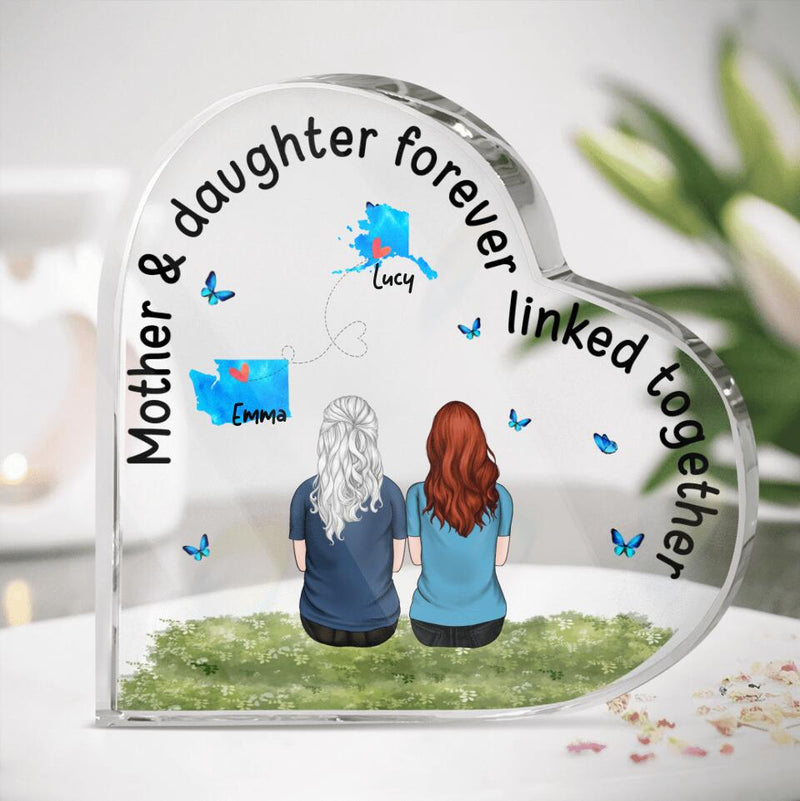Personalized Mom And Daughter Crystal Heart Keepsake - Gift Idea For Mother's Day - Up To 5 People - Mother & Daughter Forever Linked Together