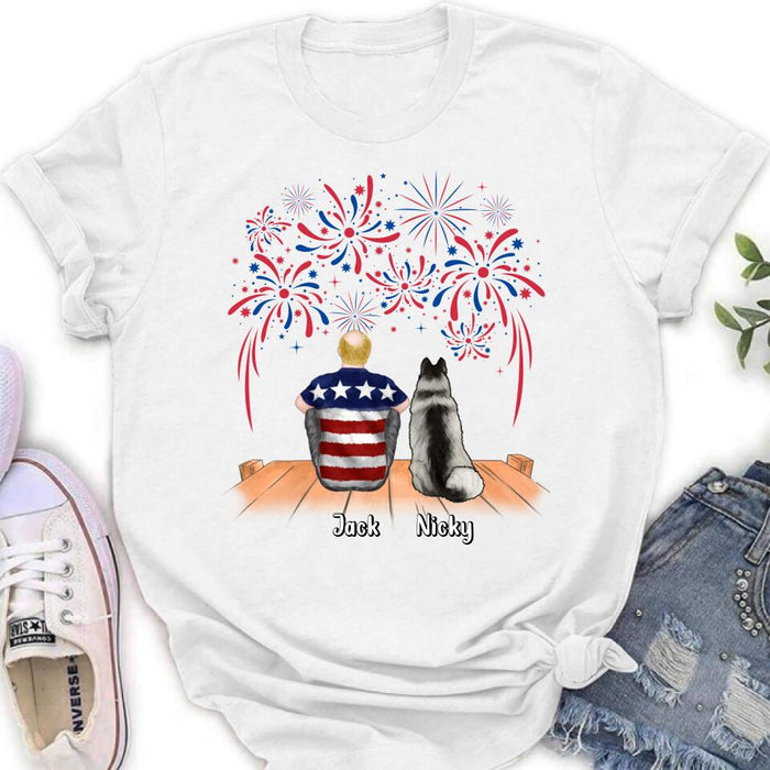 Custom Personalized Independence Day Shirt - Family With Upto 4 Dogs/Cats - Gift Idea For Independence Day/Family/Dog/Cat Lover