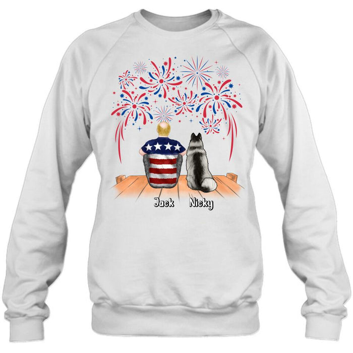 Custom Personalized Independence Day Shirt - Family With Upto 4 Dogs/Cats - Gift Idea For Independence Day/Family/Dog/Cat Lover