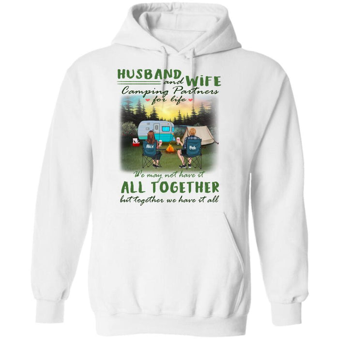 Custom Personalized Camping Shirt/ Pullover Hoodie - Couple/ Parents With Kid And Pet - Valentine's Day Gift Idea For Camping Lover - Husband And Wife Camping Partners For Life