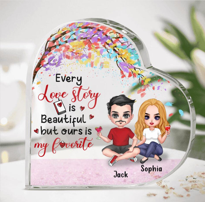 Custom Personalized Couple Crystal Heart - Anniversary Gift For Couples - Every Love Story Is Beautiful But Ours Is My Favorite