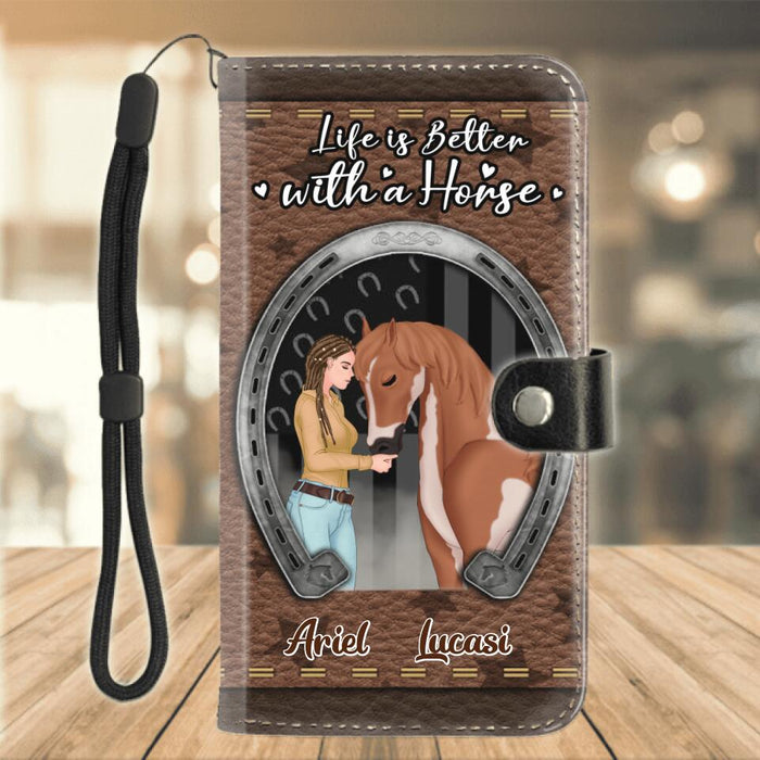 Custom Personalized Horse Girl Phone Wallet - Upto 5 Horses - Gift Idea For Horse Lovers - Just A Girl Who Loves Horses