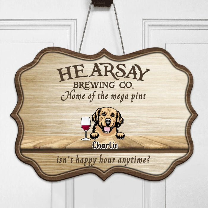 Custom Personalized Dogs Rectangular Wooden Sign - Gift For Dog Lover - Hearsay Brewing co. Home Of The Mega Pint
