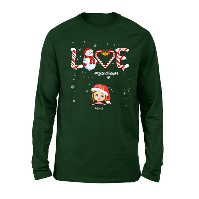 Custom Personalized Christmas Grandmalife Sweatshirt/ T-shirt/ Hoodie - Upto 6 Kids - Gift Idea For Grandma, Mama