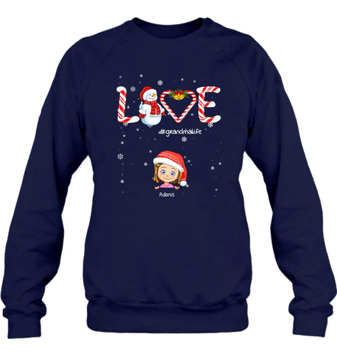 Custom Personalized Christmas Grandmalife Sweatshirt/ T-shirt/ Hoodie - Upto 6 Kids - Gift Idea For Grandma, Mama