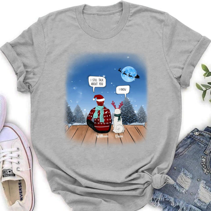 Custom Personalized Memorial Pet T-Shirt/ Sweatshirt/ Hoodie - Couple/Adult With Upto 6 Pets - Best Christmas Gift For Cat/ Dog Lover