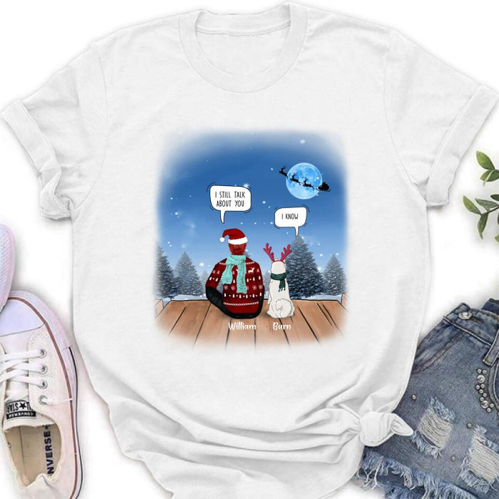 Custom Personalized Memorial Pet T-Shirt/ Sweatshirt/ Hoodie - Couple/Adult With Upto 6 Pets - Best Christmas Gift For Cat/ Dog Lover