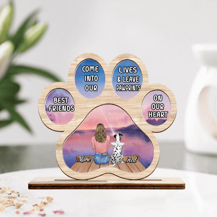 Custom Personalized Memorial Paw Dog Wooden And Acrylic Plaque - Passing Away Gift  For Dog Lover - Best Friends Come Into Our Lives & Leave Pawprints On Our Heart
