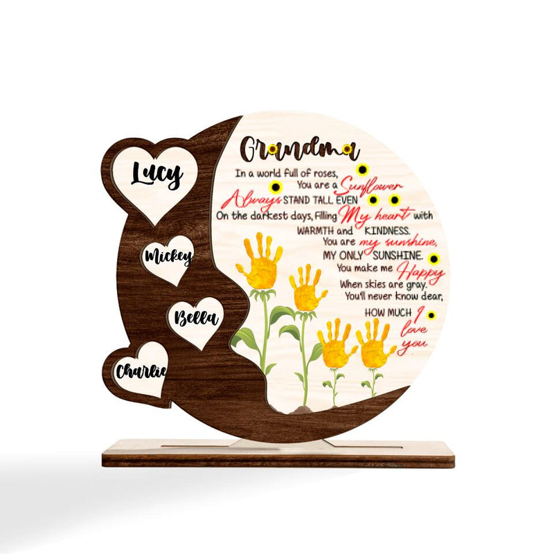 Personalized Mom Wooden Plaque - Up to 4 Kids - Gift Idea For Mother's Day - You Are A Sunflower