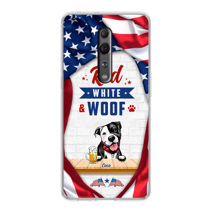 Custom Personalized Dog Phone Case - Gift Idea For Independence Day/ Dog Lover - Red, White & Woof - Case For Xiaomi, Oppo And Huawei