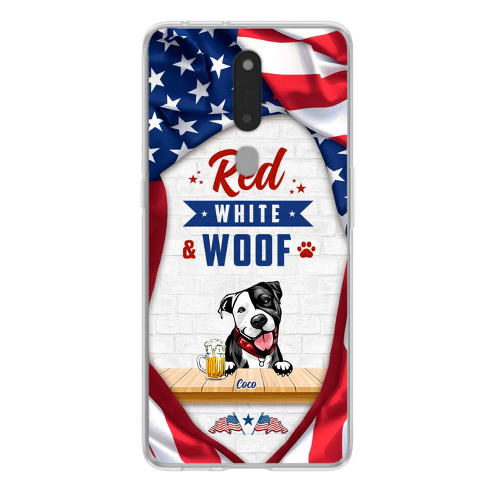 Custom Personalized Dog Phone Case - Gift Idea For Independence Day/ Dog Lover - Red, White & Woof - Case For Xiaomi, Oppo And Huawei