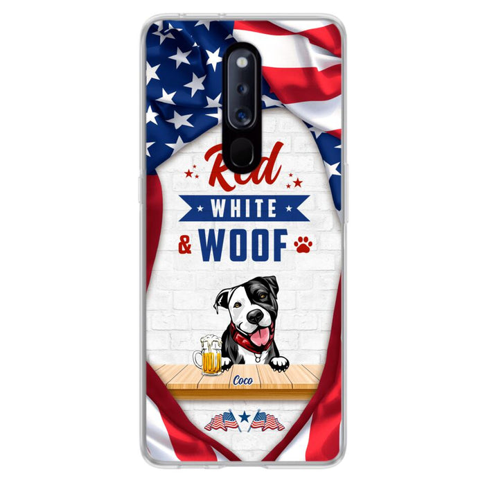 Custom Personalized Dog Phone Case - Gift Idea For Independence Day/ Dog Lover - Red, White & Woof - Case For Xiaomi, Oppo And Huawei